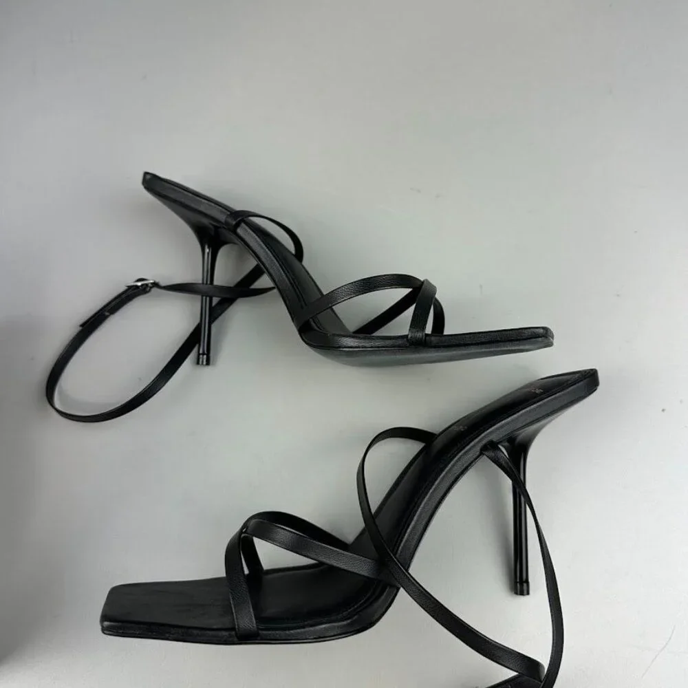 BLACK SUEDE STUDIO Gemma Heel Sandal in Black Nappa - Picture 4 of 7